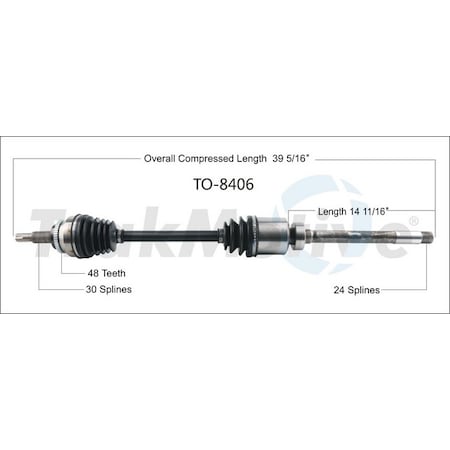 Surtrack Axle Cv Axle Shaft, To-8406 TO-8406